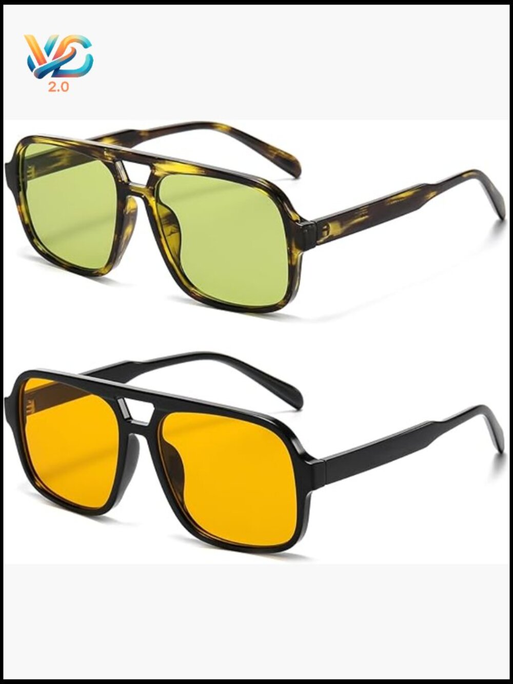 Retro Oversized Square Aviator Sunglasses Vintage Classic UV400 Protection